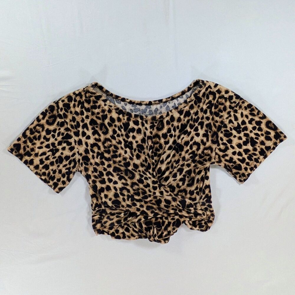 Victorias Secret Women’s Small Leopard/Cheetah Print Short Sleeve Wrap Cropped
